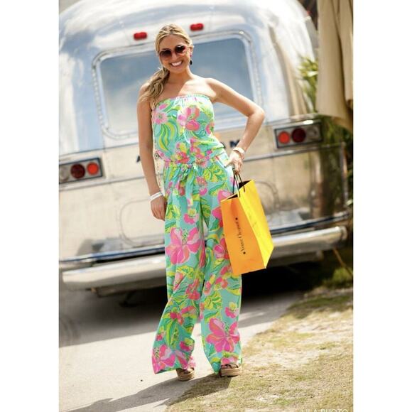 Lilly Pulitzer Pants - Lilly Pulitzer Size XS Strapless Wide Leg Elastic Waist Jumpsuit